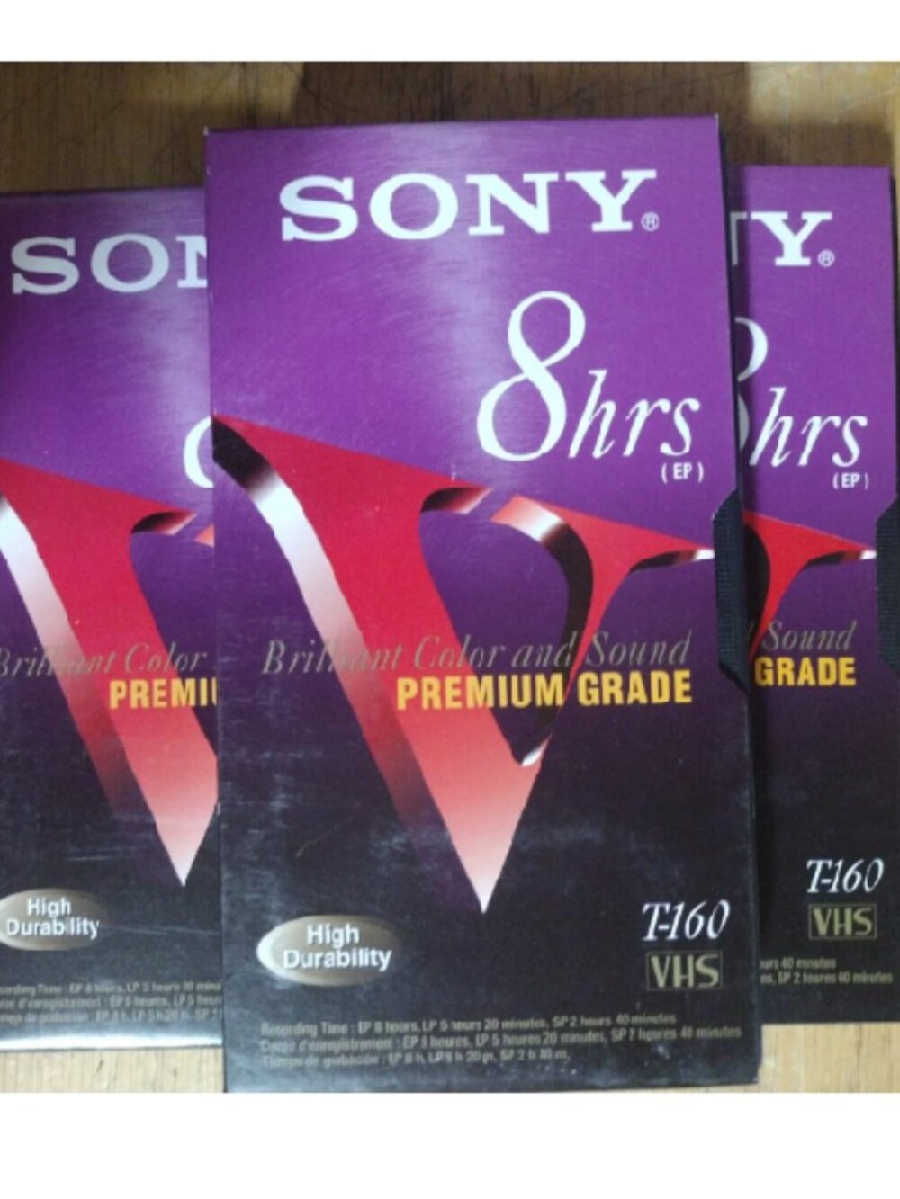Sony T-160vf Premium Grade Vhs 3-pack. 8 Hours